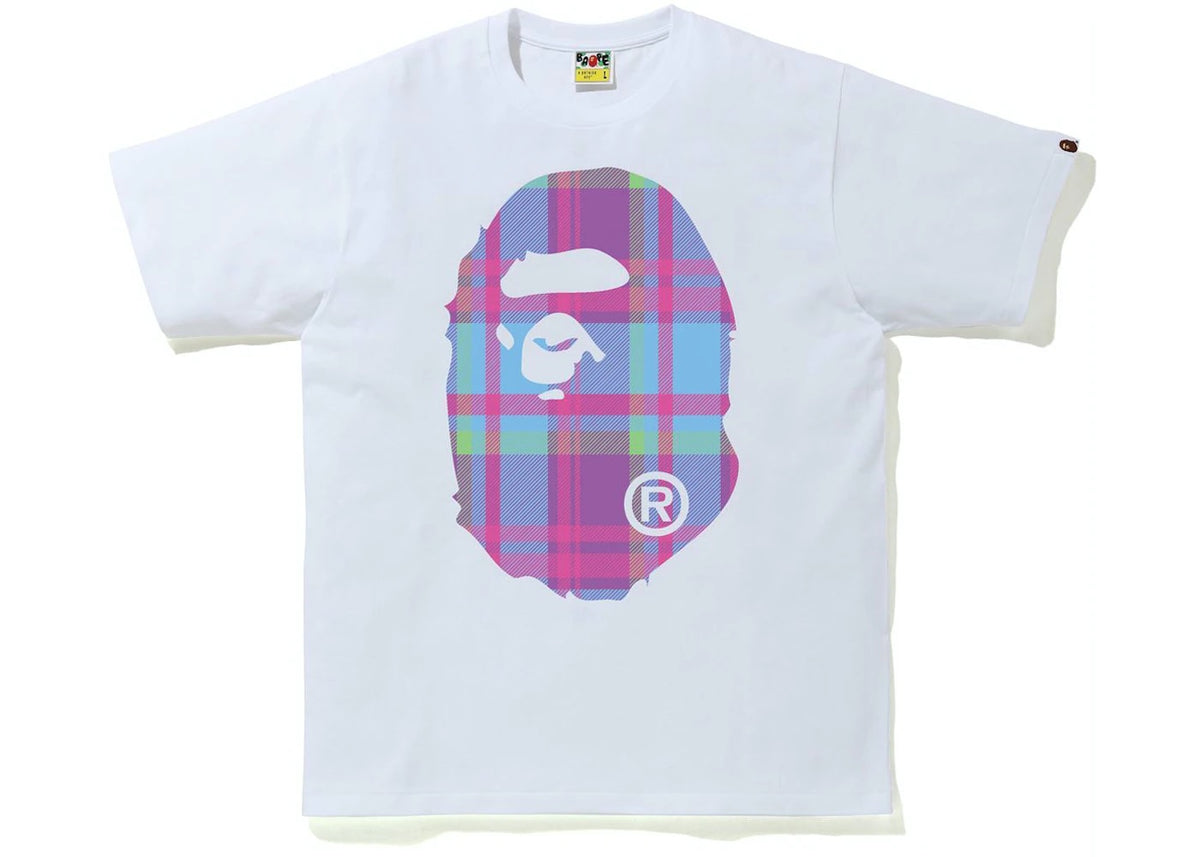 BAPE Check Big Ape Head Tee White/Purple